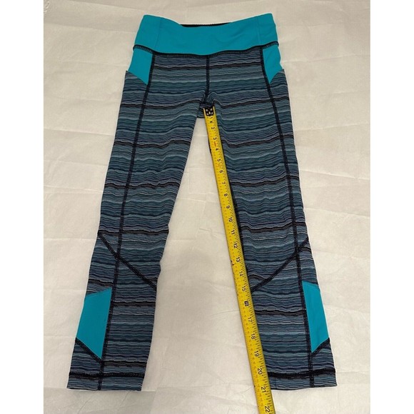 Lululemon Pace Rival Crop Space Dye Twist Naval Peacock Blue Leggings Size 2 - Picture 4 of 9